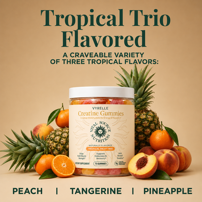 Tropical Trio Creatine Gummies | From flat to snatched in 4 weeks. Just chew, don't shake.